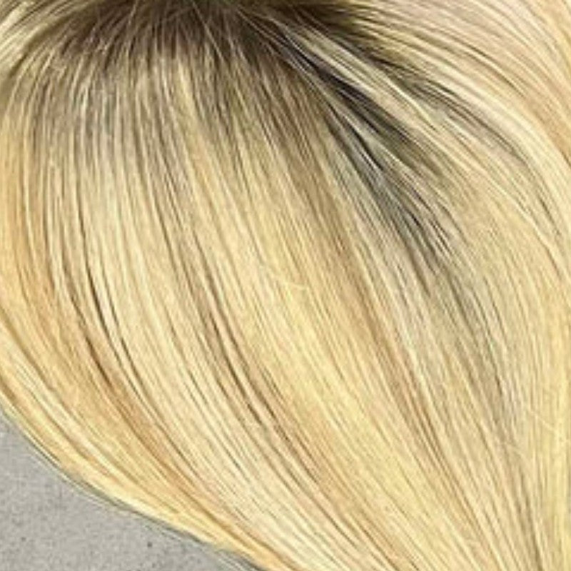 Lilly human hair scrunchie in blonde with dark root – 100% human hair | Gold Hair Collection
