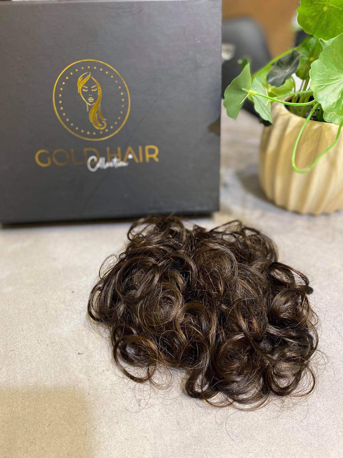 Marie human hair scrunchie in medium brown – 100% human hair | Gold Hair Collection